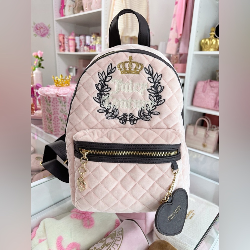 Juicy Couture Royal Moment Pink and Black Quilted Backpack